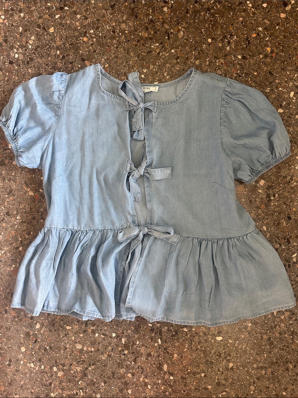 Light Blue Tie-Front Peplum Top - Women’s